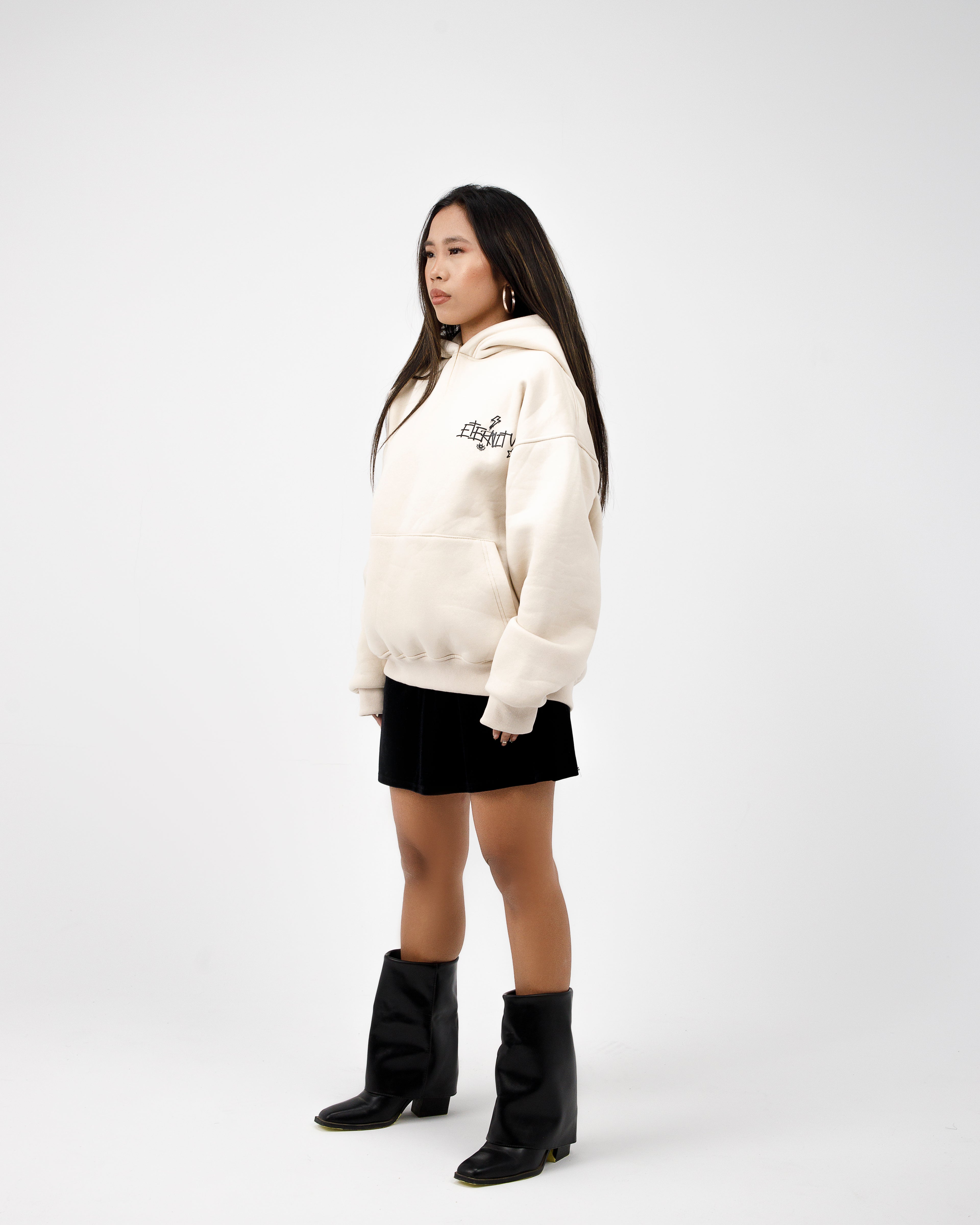 Beige Boxy Hoodie
