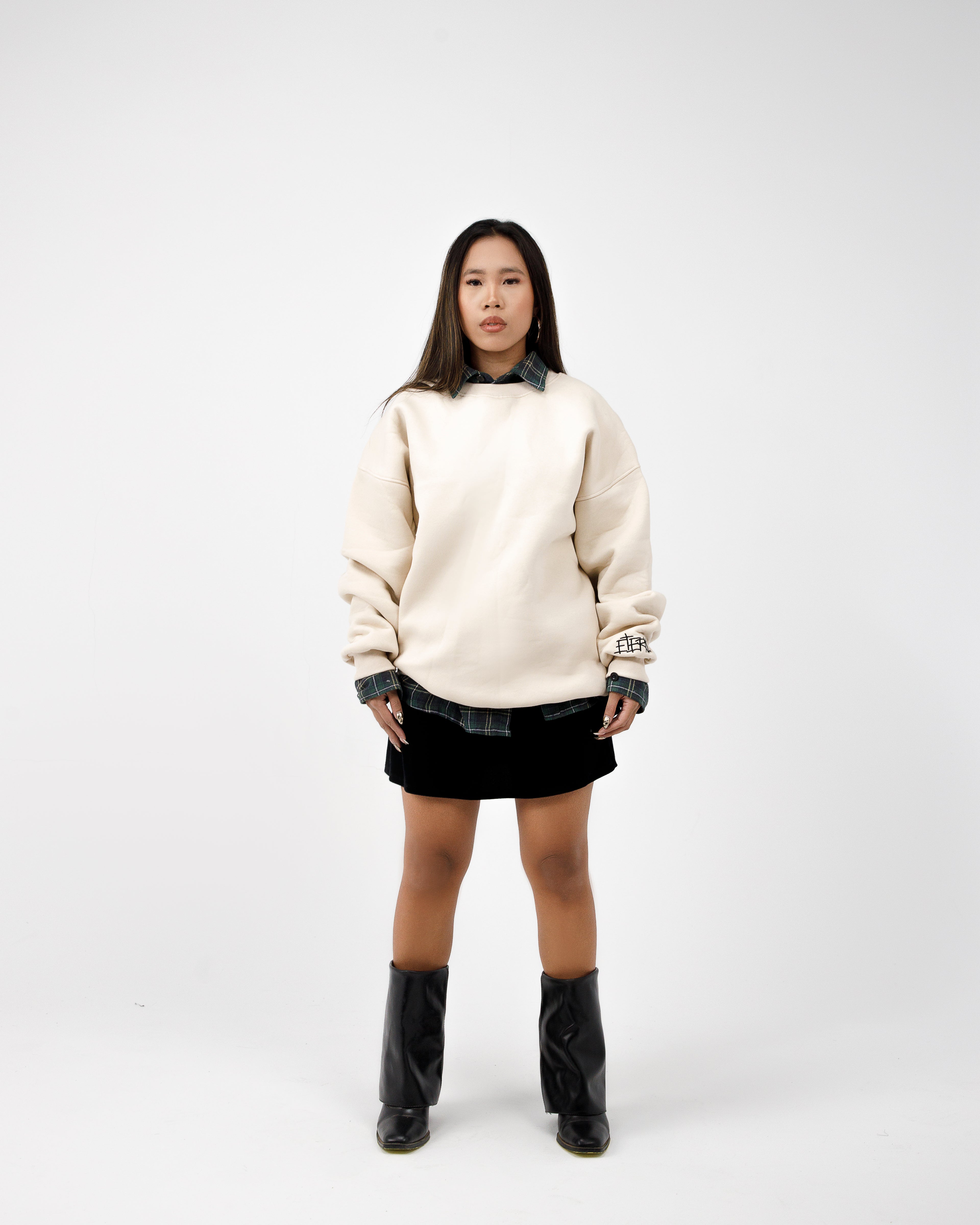 Beige Boxy Crewneck